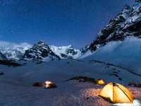 Nightfall over camp on an exploratory trek in Nepal |  Lachlan Gardiner